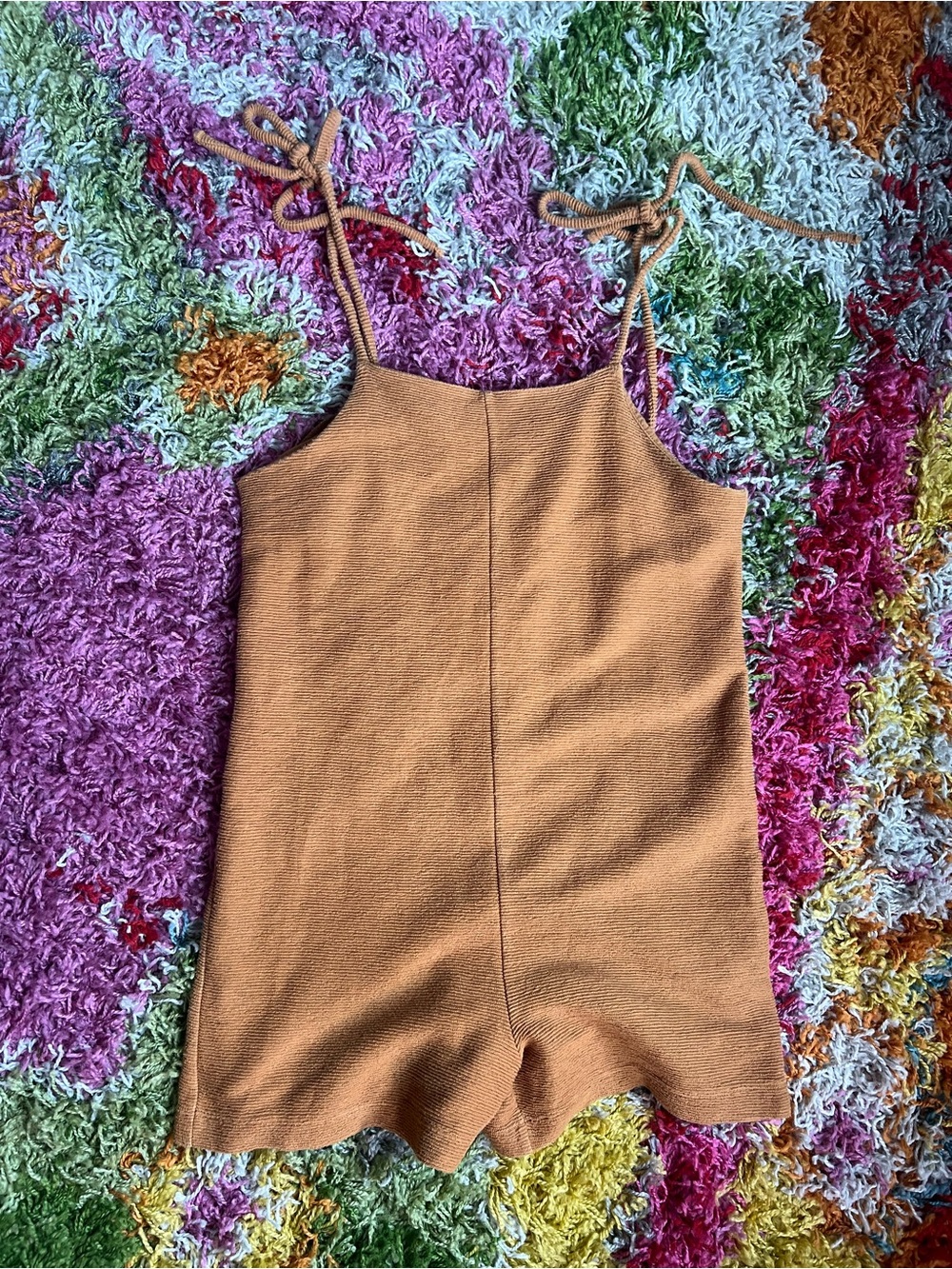 Madewell Texture & Thread Knit Romper in Caramel